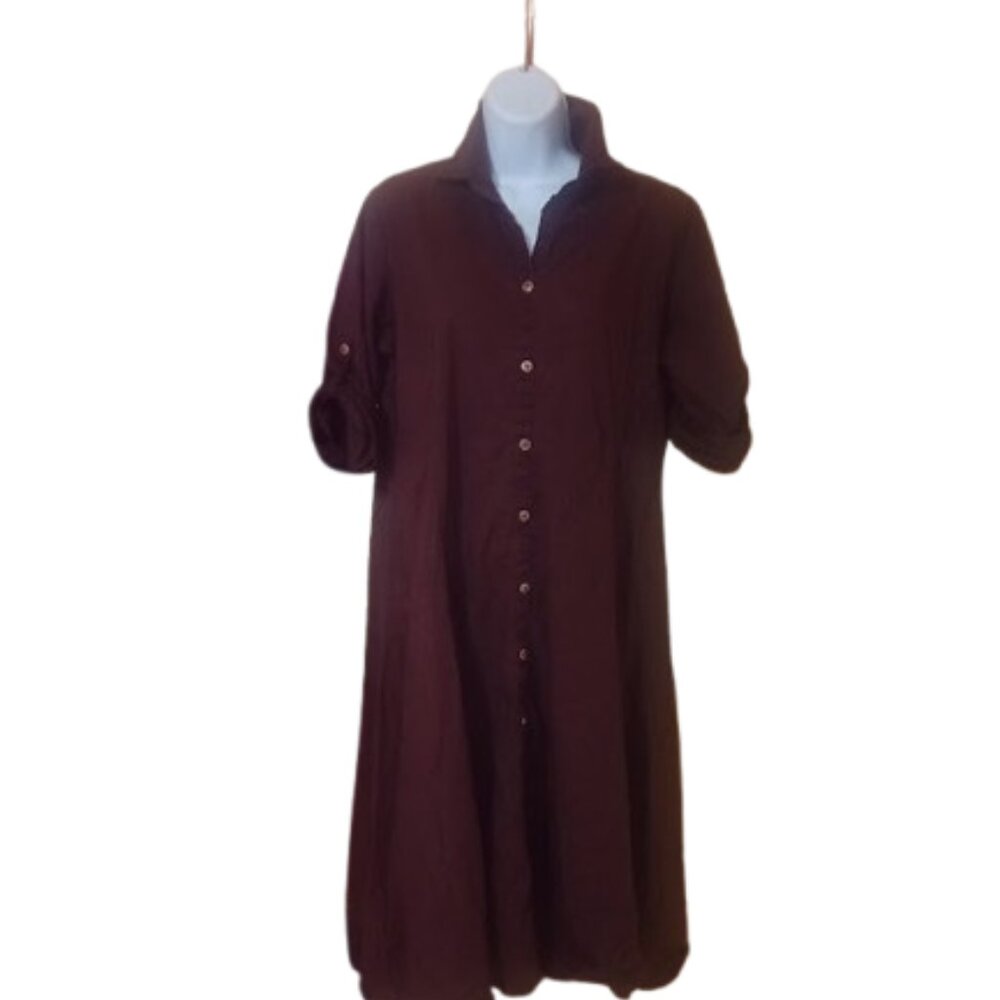 Brown Cotton Fit and Flare Midi Dress Size XL (flaws)